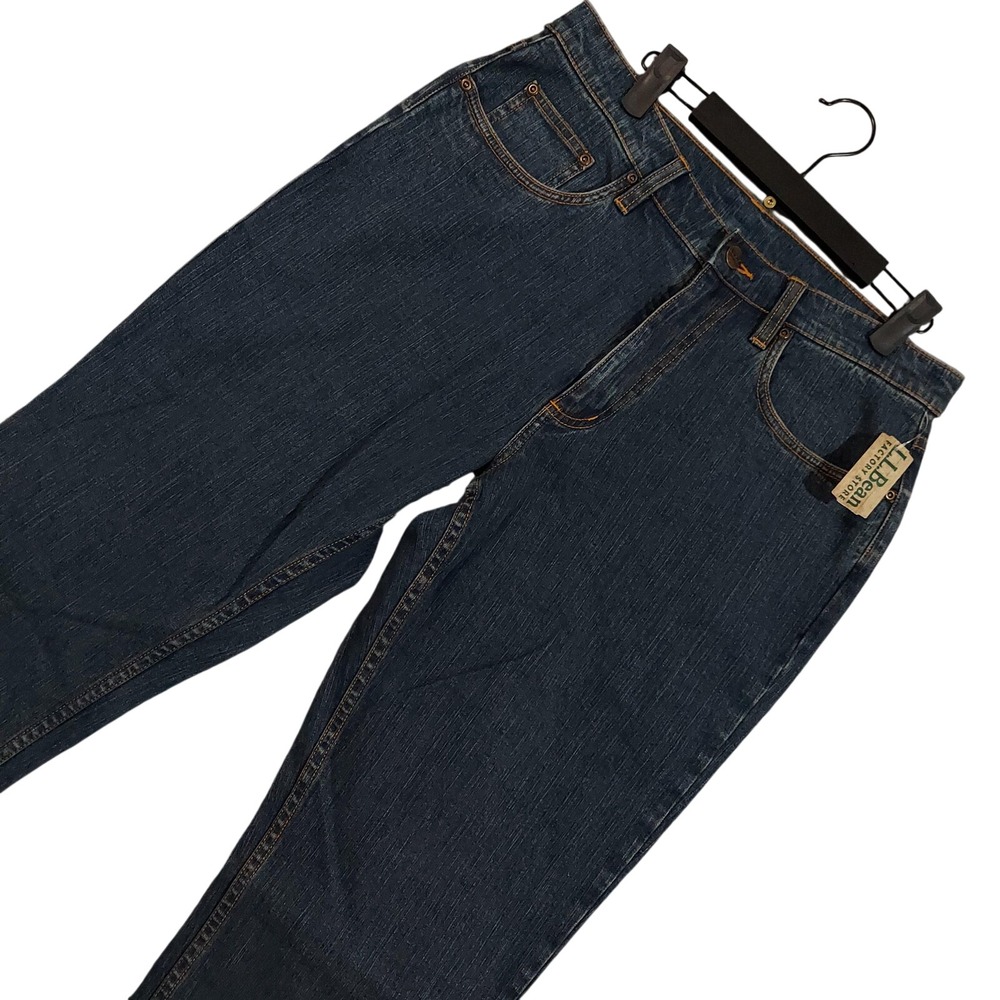 Vintage L.L.Bean Jeans Womens 12‎ Tall Blue Stonewash Stretch Bootcut Denim 00s